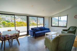 Lägenhet - 1 sovrum - havsutsikt | Egyptiska bomullslakan, sängtillbehör av högsta kvalitet och skrivbord