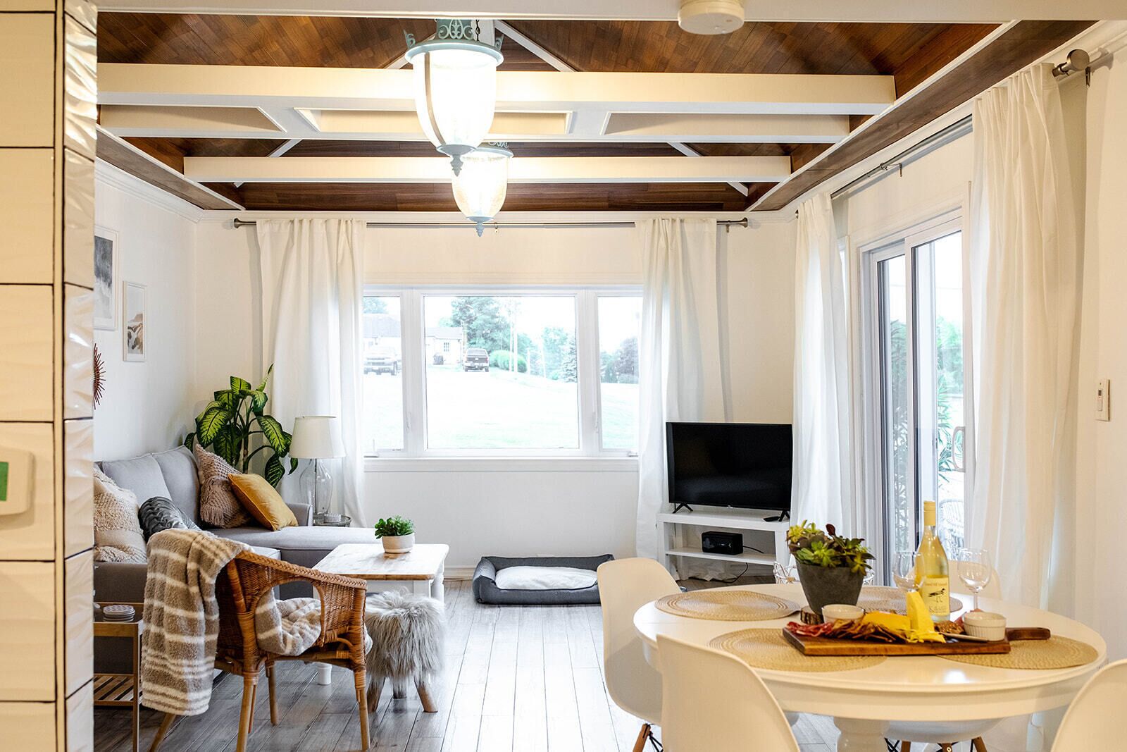 View from kitchen of dining and living room