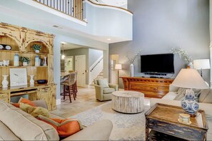 智能电视、壁炉、乒乓球、立体声音响