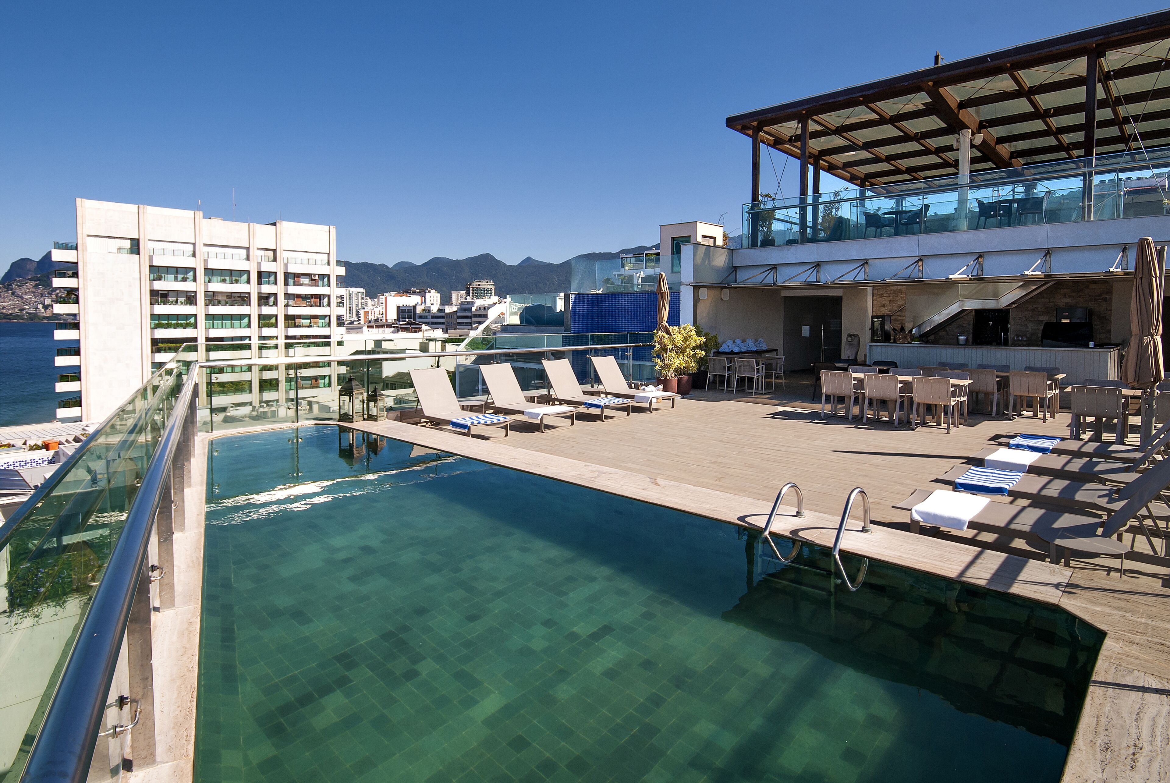 Outdoor pool, sun loungers