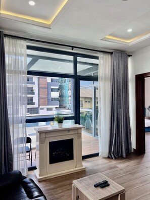 Smart TV, fireplace, video games, computer monitors