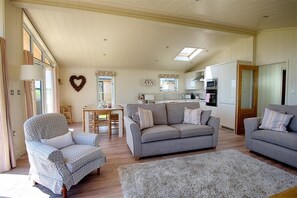 TV, fireplace, DVD player, books - Barley Lodge -  a lodge that sleeps 6 guests  in 3 bedrooms (Gatehouse of Fleet)