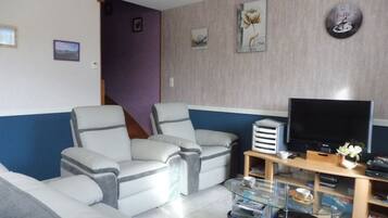 TV, DVD player, books