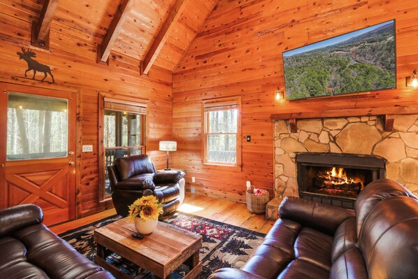 Smart TV, fireplace, video games, books