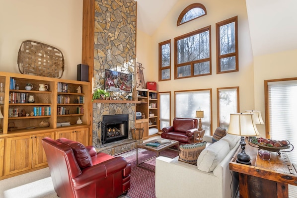 TV, fireplace