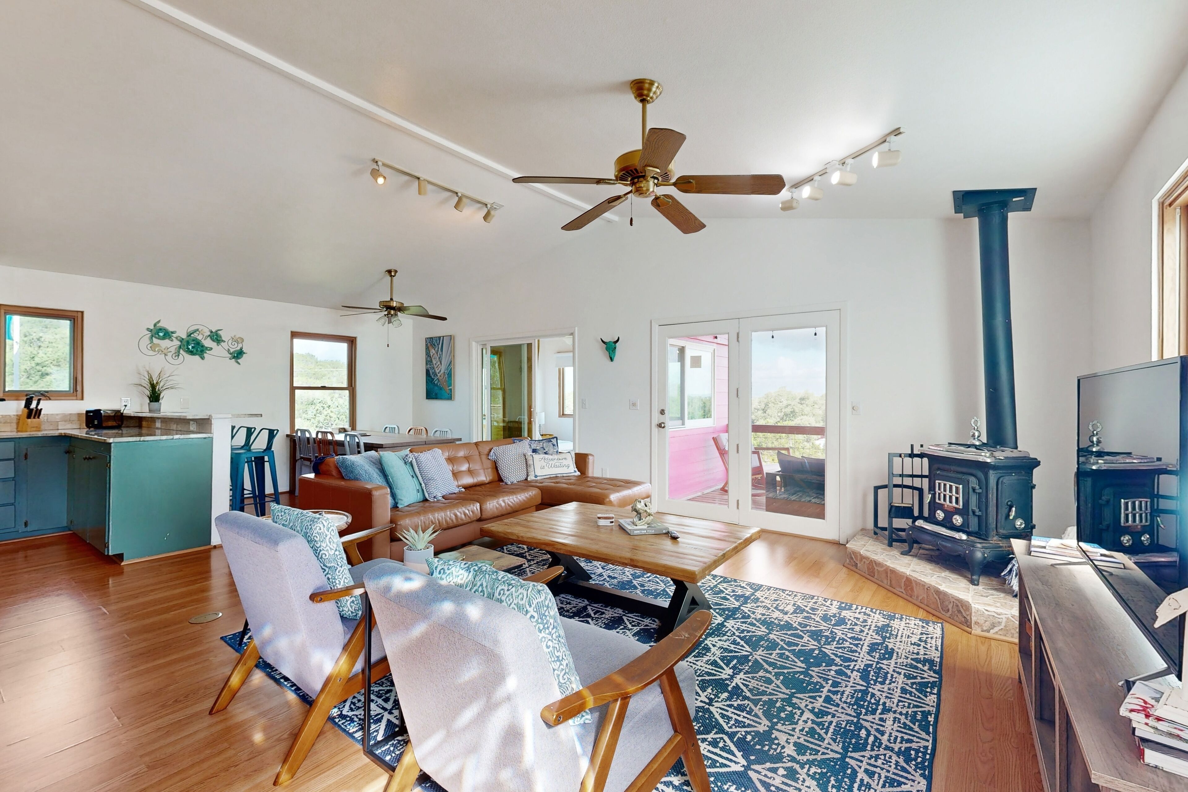 Modern lake-view hideaway on acre lot with firepit & deck - quick drive to lake