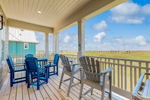 Outdoor dining - Palmilla | Fairway-View Balcony | Heated Pool, Golf & Private Beach Access (Port Aransas)