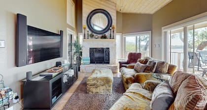 Refined panoramic paradise on Lake Travis with boat launch and Tesla charger