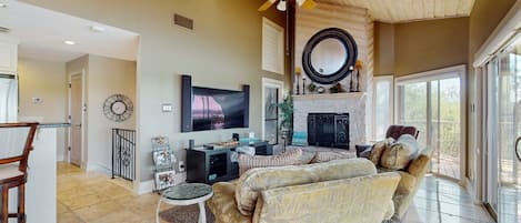 TV, DVD player, stereo