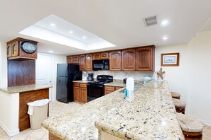 Fridge, microwave, oven, stovetop - Beachfront Getaway | Pool, Panoramic Views & Sleeping Nook | Suntide ii 106 (South Padre Island)