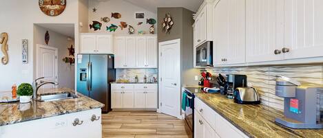 Fridge, microwave, oven, dishwasher