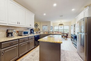 Fridge, microwave, oven, dishwasher