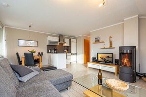 TV, fireplace