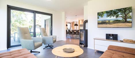 Televisión, chimenea