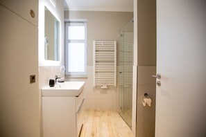 Dusche, Haartrockner, Handtücher