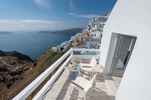 Junior Double Room, 1 Double Bed, Sea View | Terrace/patio - Anemos Cave Suites (Santorini)