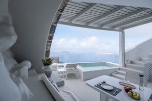 Honeymoon Double or Twin Room, 1 Double Bed | Terrace/patio - Anemos Cave Suites (Santorini)