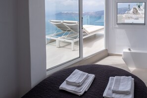 Deluxe Double Room, 1 Double Bed, Sea View | In-room safe, individually decorated, individually furnished - Anemos Cave Suites (Santorini)