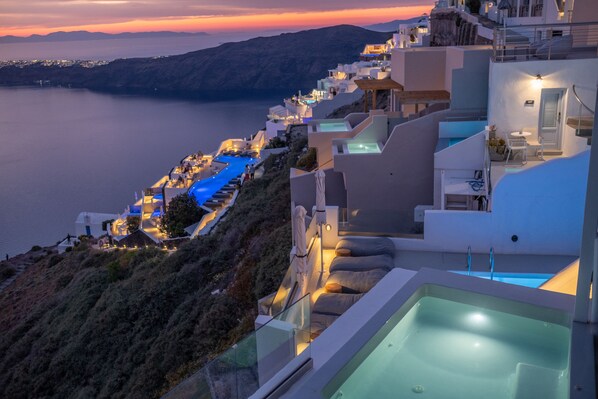 Honeymoon Double or Twin Room, 1 Double Bed | Terrace/patio - Anemos Cave Suites (Santorini)