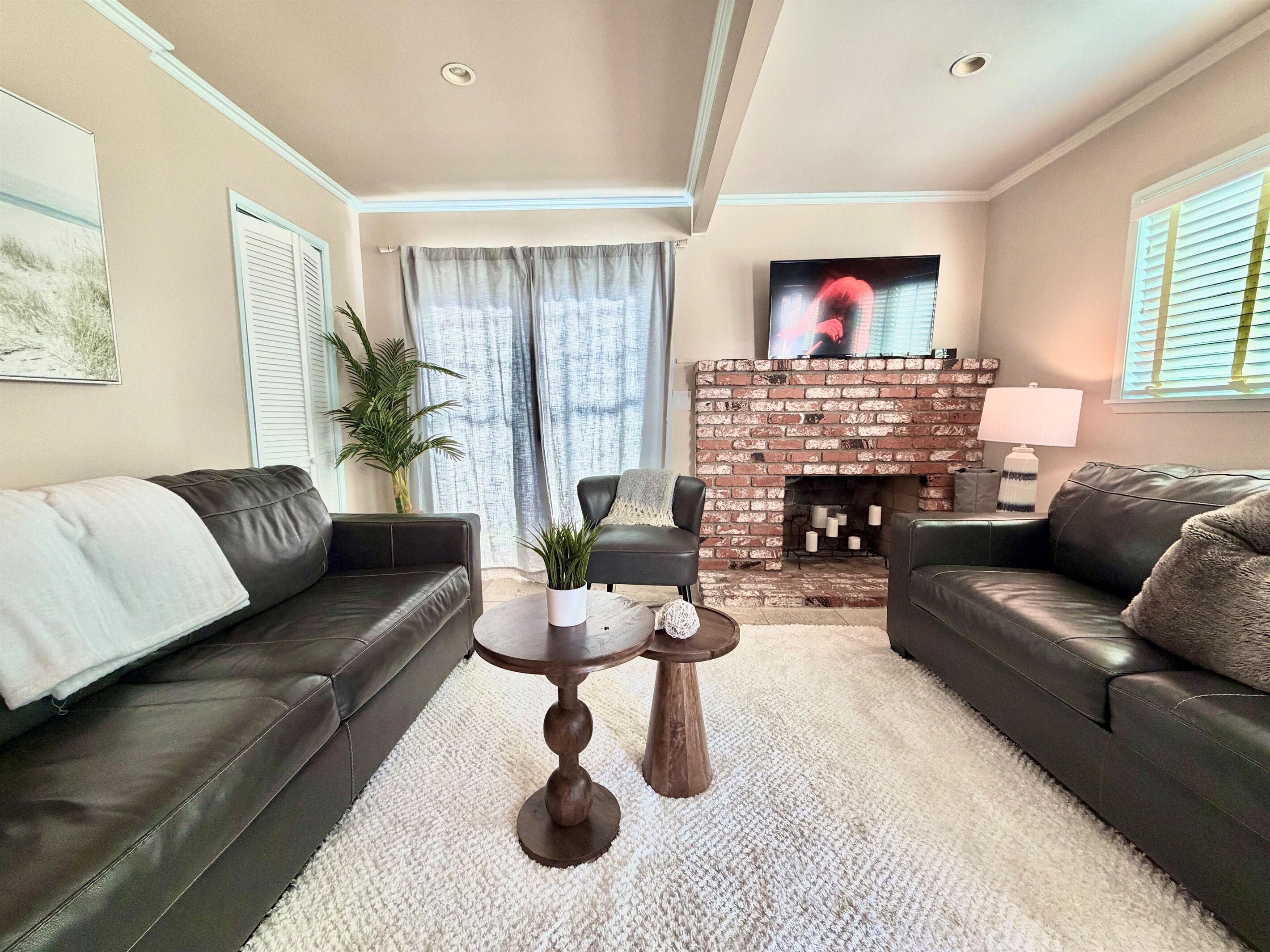 Smart TV, fireplace, video games, books