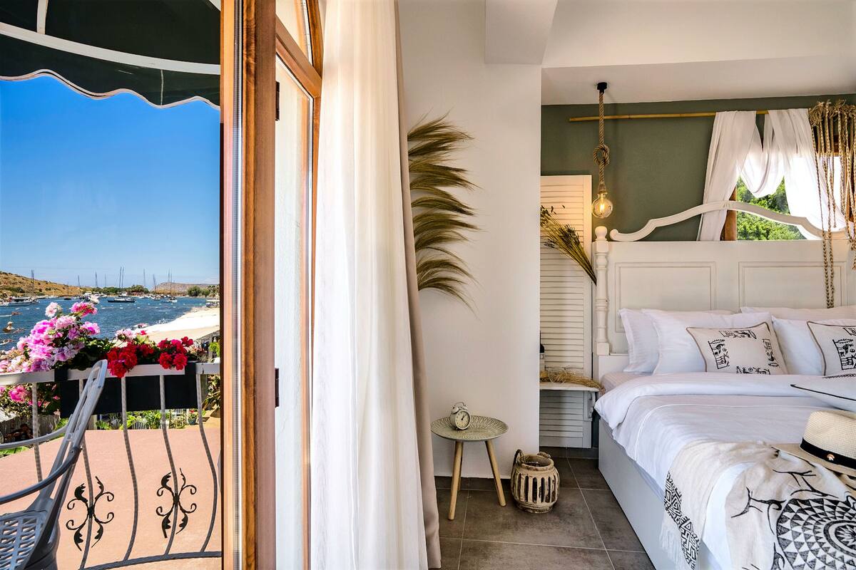 double bad sea view room with balcony | view from room