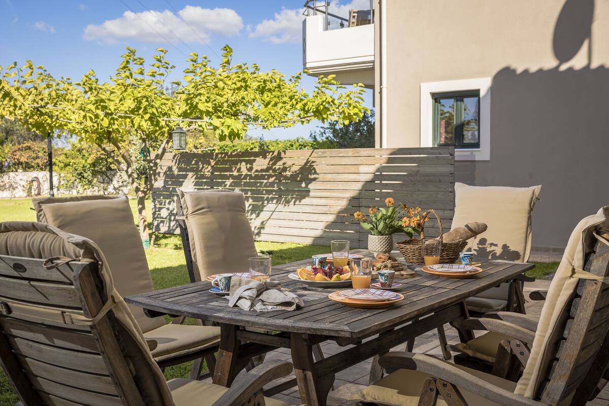 Family Apartment, 2 Bedrooms, Pool View, Ground Floor | Terrace/patio