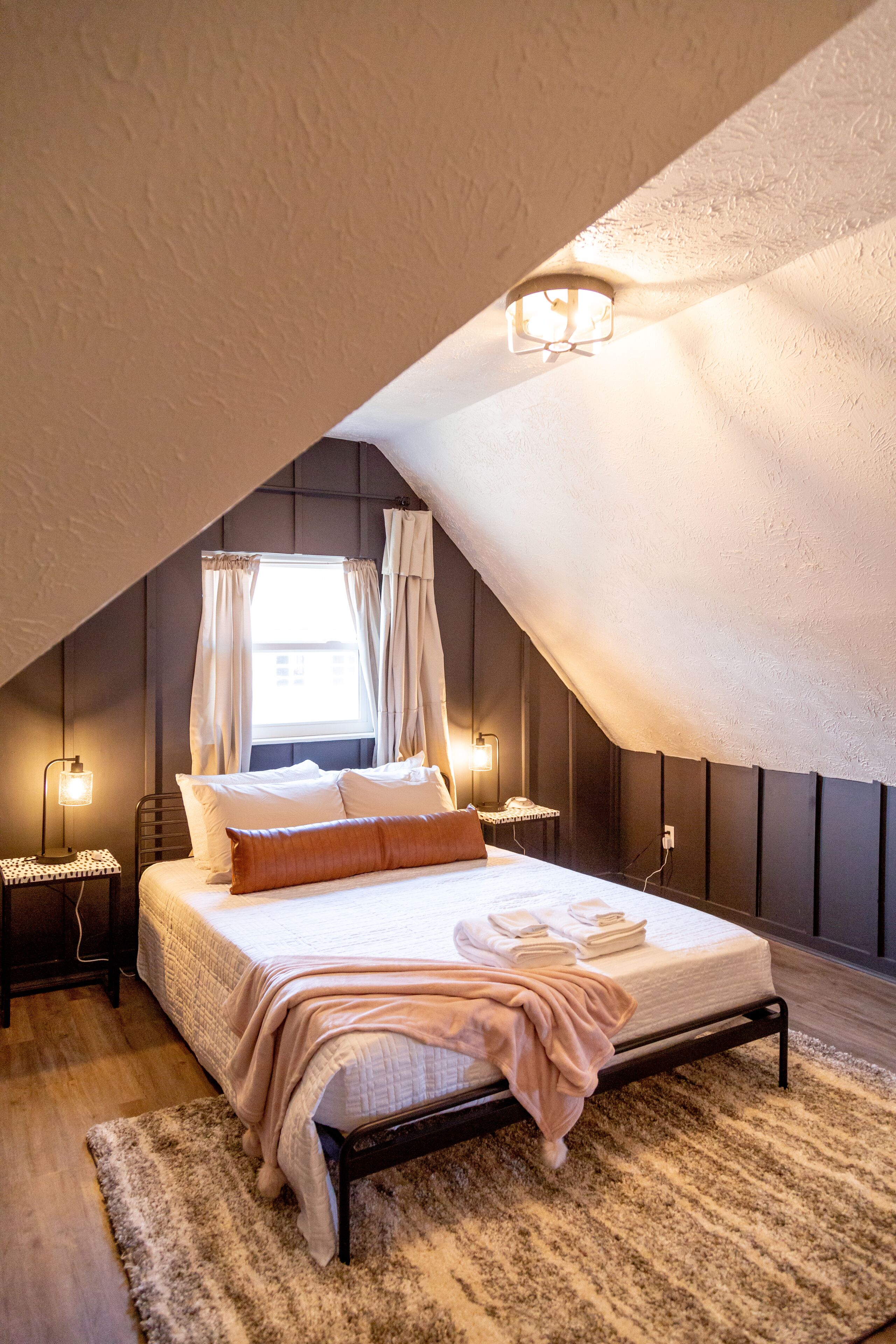 2 bedrooms, blackout curtains, WiFi, bed sheets