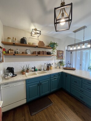 Fridge, microwave, oven, stovetop - The Main St Place in charming Mount Carroll IL 1st floor (Mount Carroll)