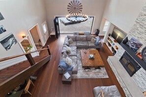 Smart TV, fireplace, video games, DVD player
