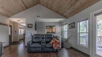 TV, fireplace, foosball