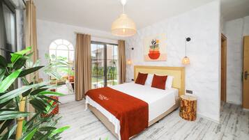 Deluxe Double Room, 1 Queen Bed, Garden Area | Frette Italian sheets, premium bedding, down comforters, free minibar