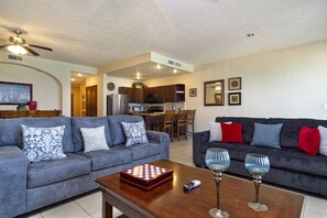 TV, DVD player, stereo