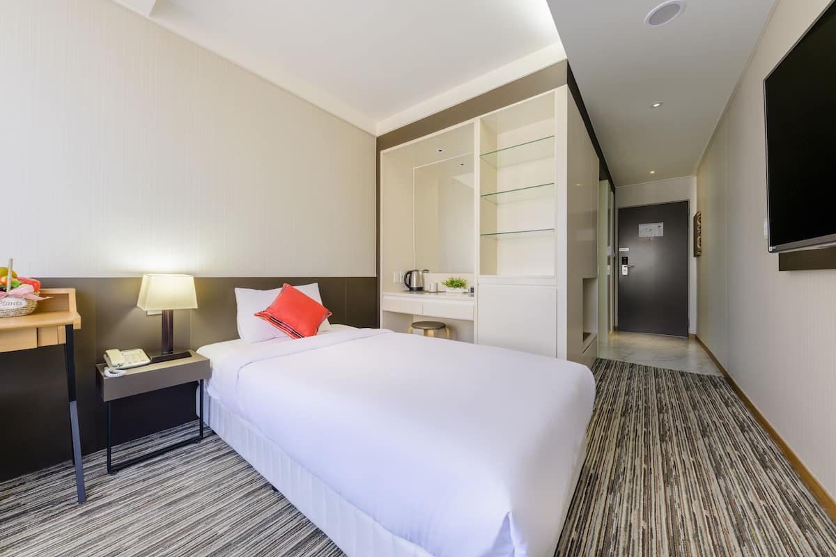Singola Basic, 1 camera da letto, non fumatori, vista città | Biancheria da letto ipoallergenica, copriletto in piuma