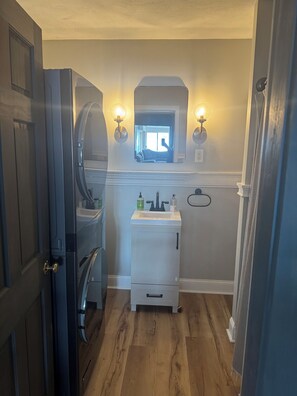 Combined shower/bathtub, soap - WaterFront family friendly home on Lake Winnisquam! (Tilton)