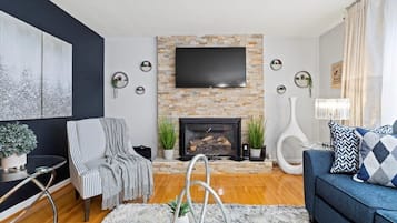 Smart TV, fireplace, printers