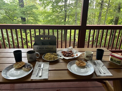 Cozy Coosawatee Cabin on top of Eagle Mountain with hot tub, fire pit and fun!! 