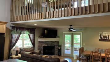 Smart TV, fireplace, video games, foosball