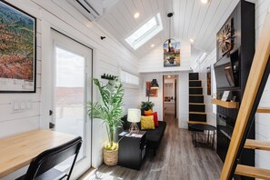 TV, fireplace, DVD player, offices - Hot Tub + BBQ Deck • Tiny Home Near Zion NP (Apple Valley)