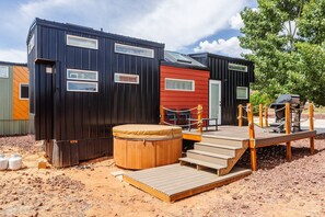 Terrace/patio - Hot Tub + BBQ Deck • Tiny Home Near Zion NP (Apple Valley)