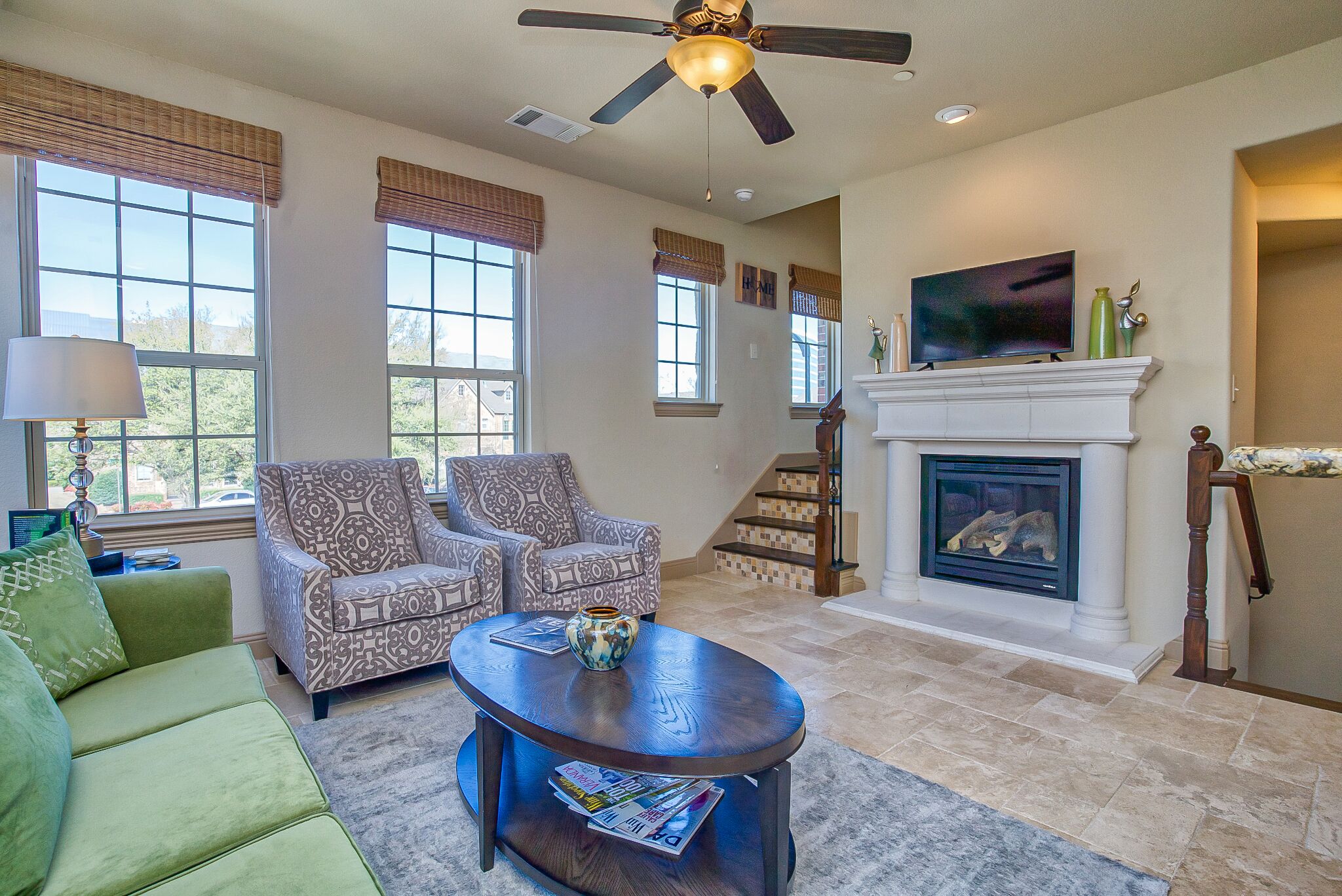 TV connectée, cheminée, jeux vidéo, livres