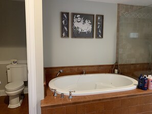 Combined shower/bathtub, jetted bath, hair dryer, bidet - 5BR Retreat with Private Pool • Sleeps 15 • 20 Minutes to the Hamptons (Manorville)