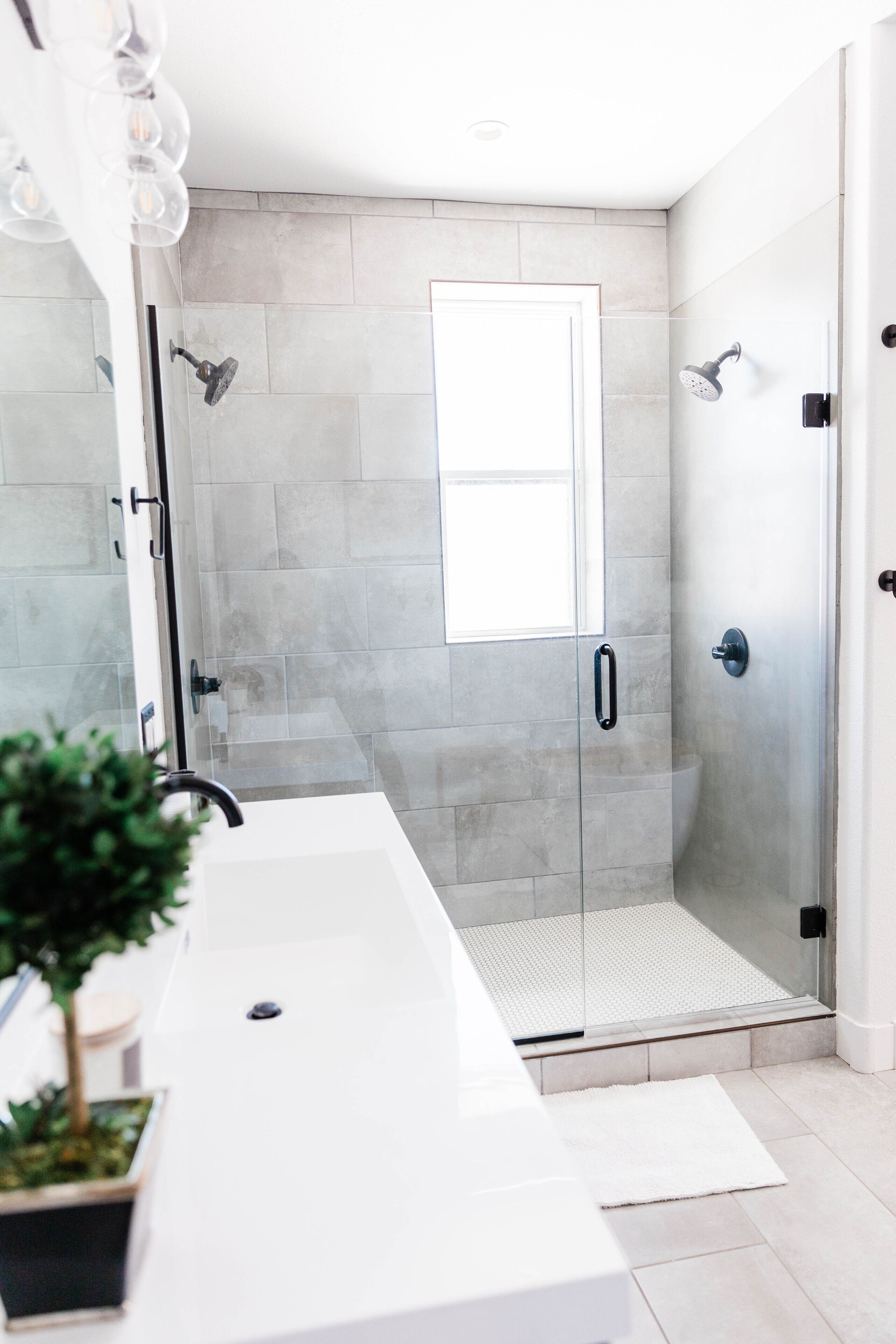 Combined shower/tub, hair dryer, bidet, towels