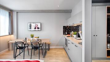 Fridge, microwave, stovetop, dishwasher