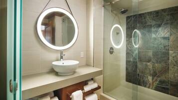 Bathtub, hair dryer, towels, soap