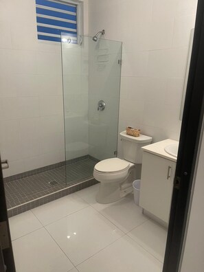 Departamento básico | Baño | Regadera, toallas, jabón, shampoo 