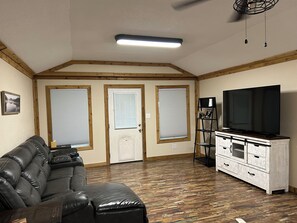 Smart TV, DVD player, books, video library