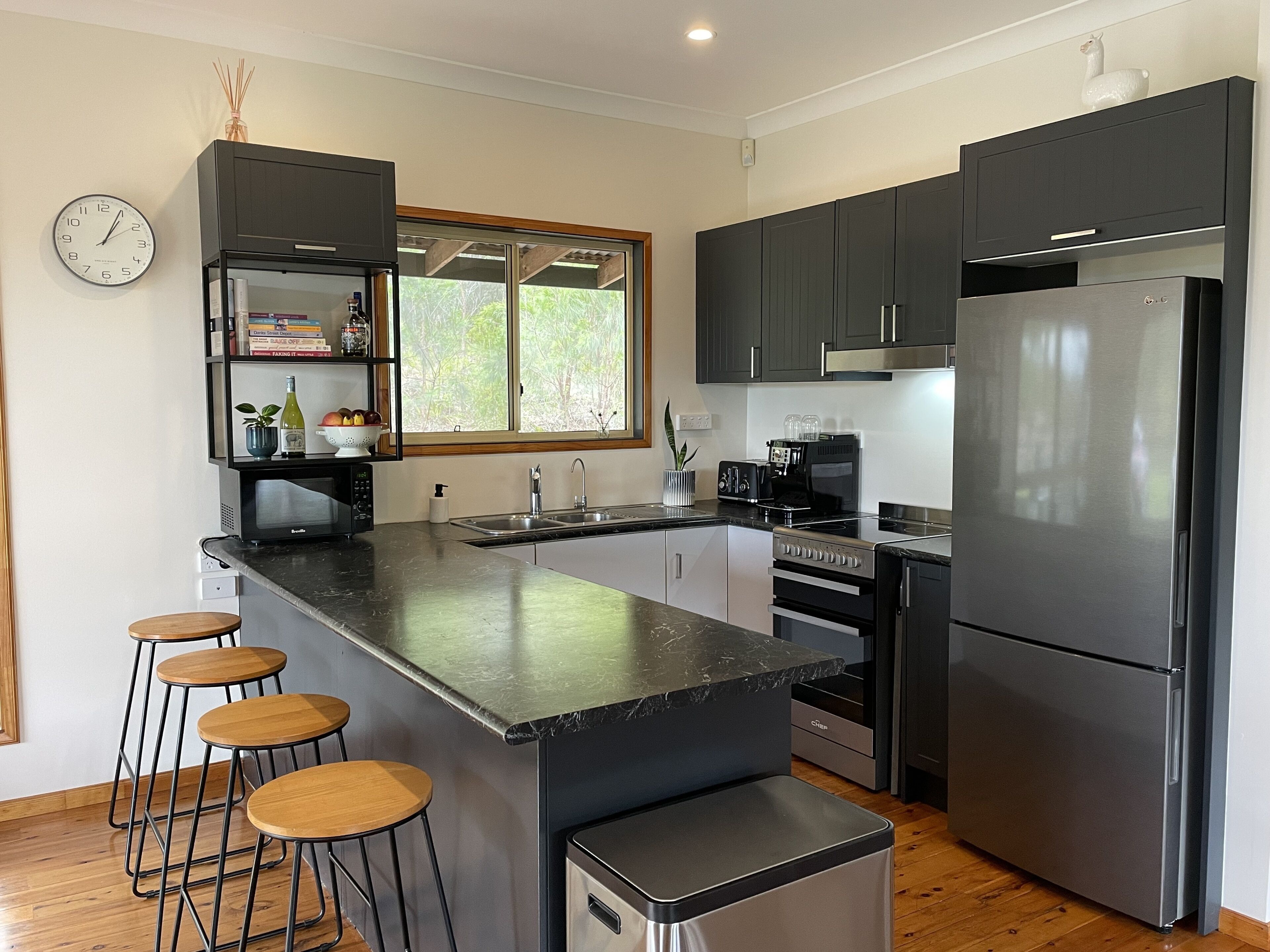 Fridge, microwave, oven, dishwasher