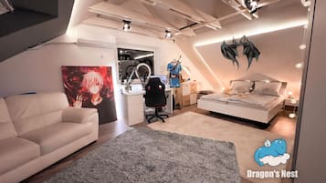 1 bedroom, desk, soundproofing, iron/ironing board