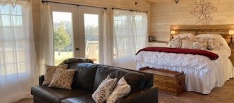 One room cabin set on our farm for a peaceful getaway.