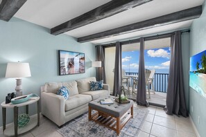 Smart TV, fireplace, foosball